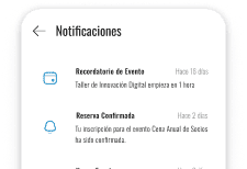 Encabezado de Aiora mostrando las funcionalidades de notificaciones.