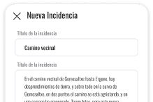 Encabezado de Aiora mostrando las funcionalidades incidencias, de como se puede crear una incidencia.