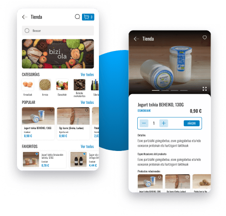 Interfaz de la venta online utilizando la solución Aiora de Zitu.