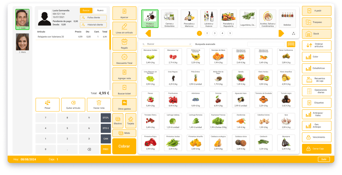 TPV de una tienda de alimentacion especializada ERPIN