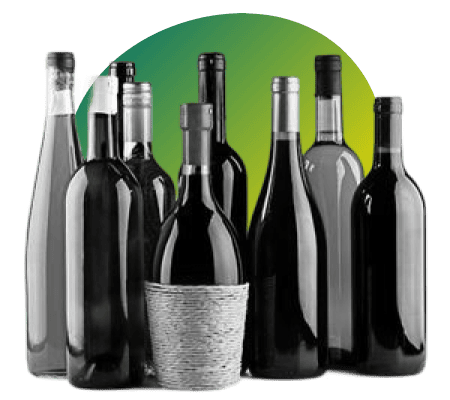 Imagen de botellas de vino de una bodega.