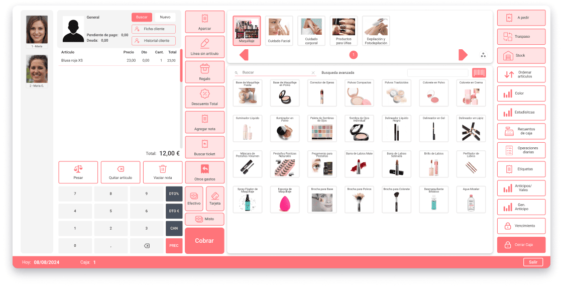 Software de la tpv de ERPIN especializada en Centros estéticos