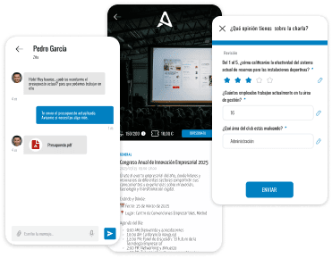 Vista de la interfaz de comunicación de un club empresarial en Aiora