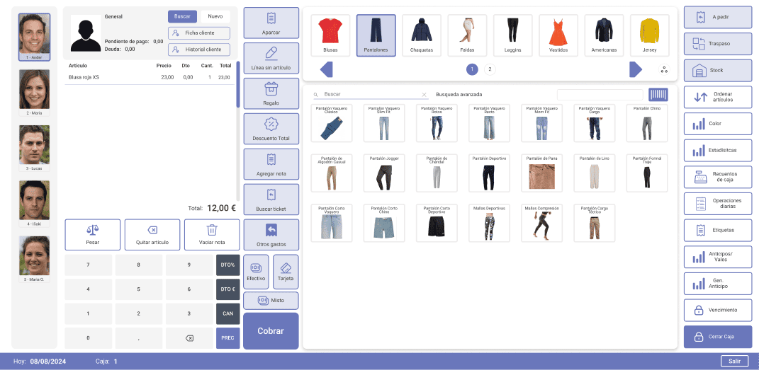 TPV de una tienda textil